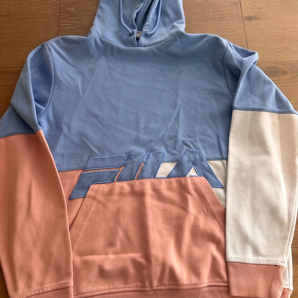 Fila Men's Tri-Color Hoodie - Blue, Peach, and Cream